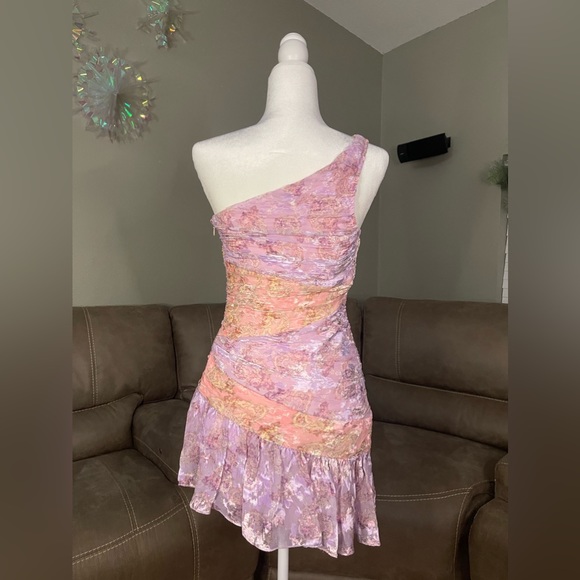💕HOT💕NWT LoveShackFancy Zietta One Shoulder Dress in Dusty Amethyst Sz 10 - Picture 11 of 16